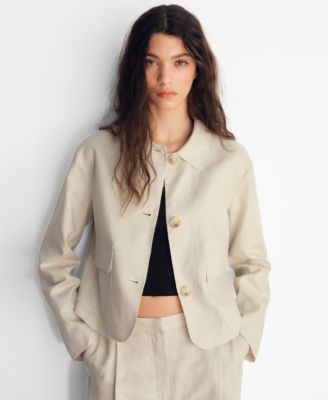 MANGO - Women's Pocket Linen-Blend Jacket