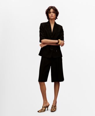 MANGO - Women's Linen-Blend Suit Bermuda Shorts