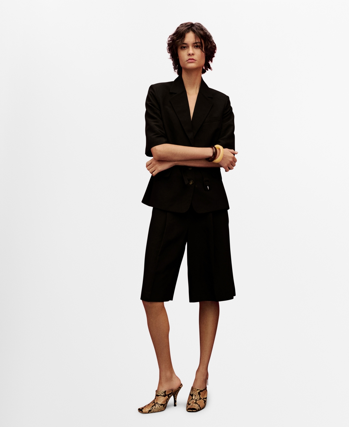 Shop Mango Women's Linen-blend Suit Bermuda Shorts