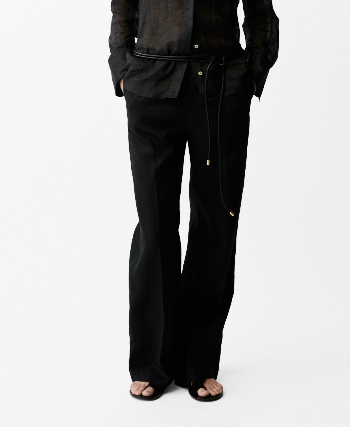 Mango Women's Bow Straight-fit Linen Pants