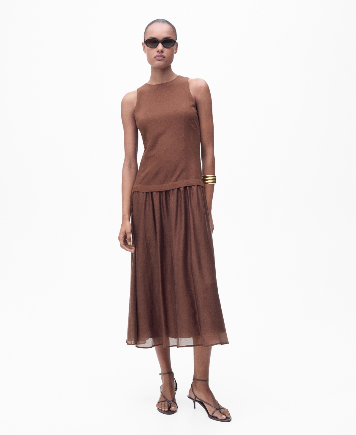 Mango Women's Combined Fabric Midi Dress
