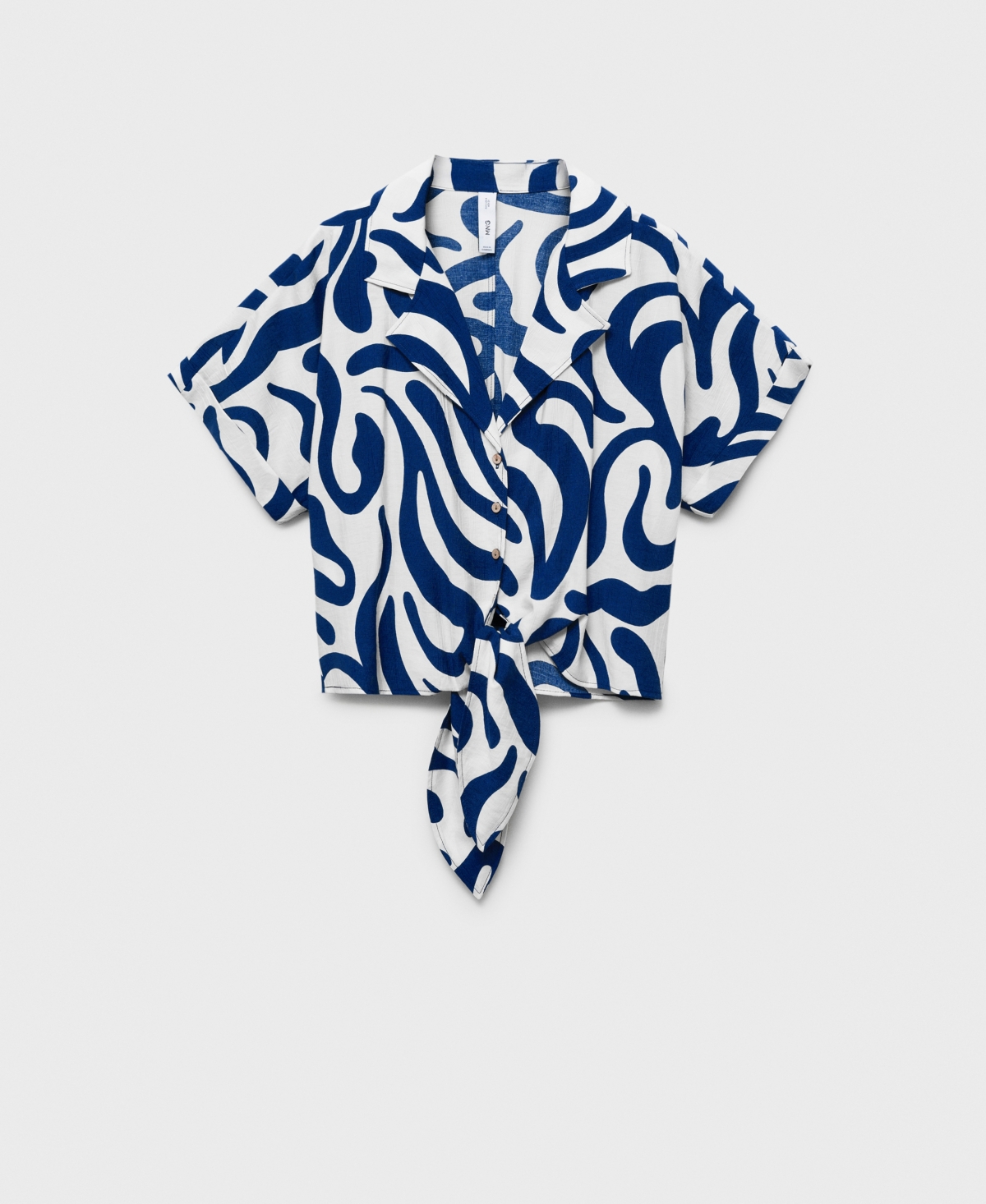 Mango Women's Floral-print Knot Detail Cropped Shirt