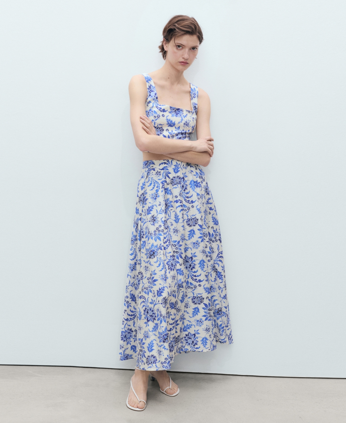 Mango Women's Long Floral Flared Skirts