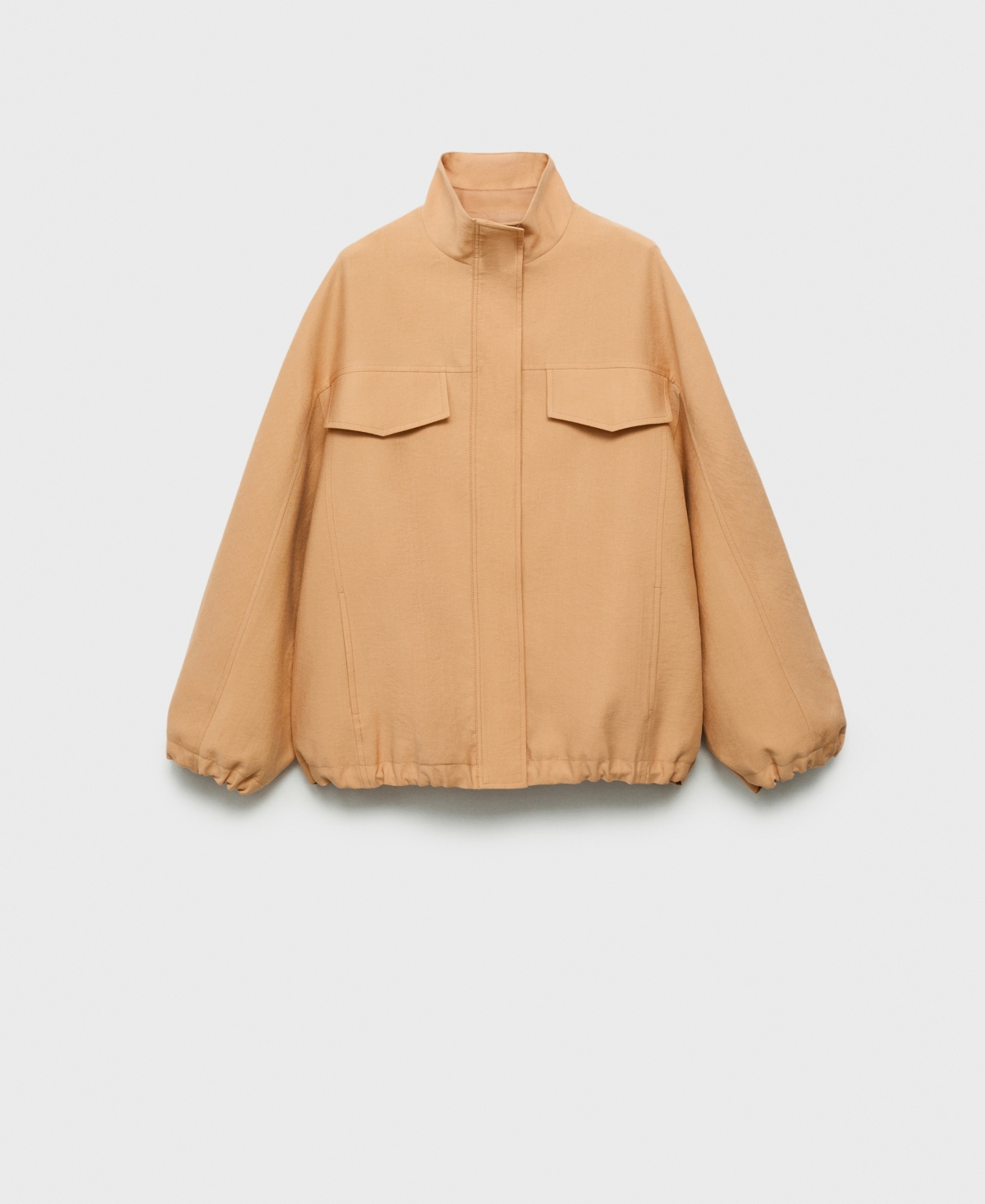 Mango Oversized Lyocell Jacket With Pockets Nude
