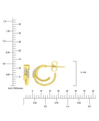 2-Pc. Set Cubic Zirconia Double Hoop & Graduated Baguette Stud Earrings in 14k Gold-Plated Sterling Silver