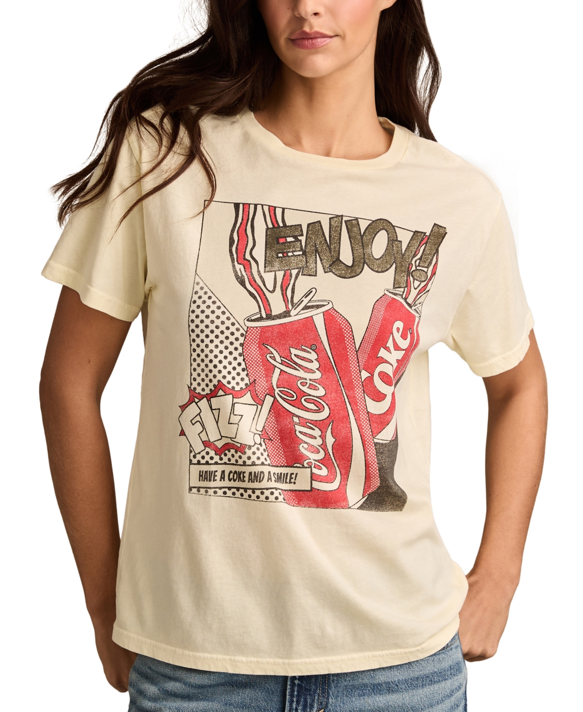 Lucky Brand Women's Cotton Have A Coke And Smile Graphic T-shirt