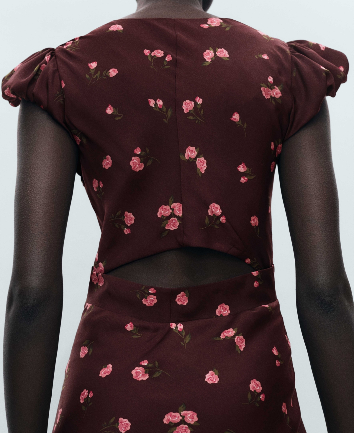 Mango Floral Print Cap Sleeve Midi Dress