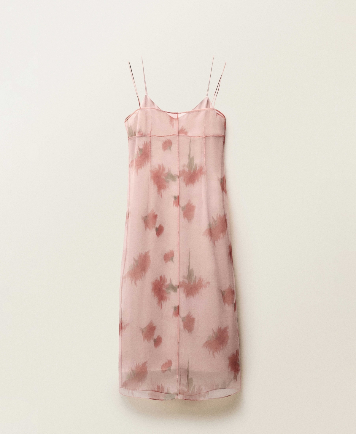 Mango Floral Print Chiffon Overlay Midi Dress