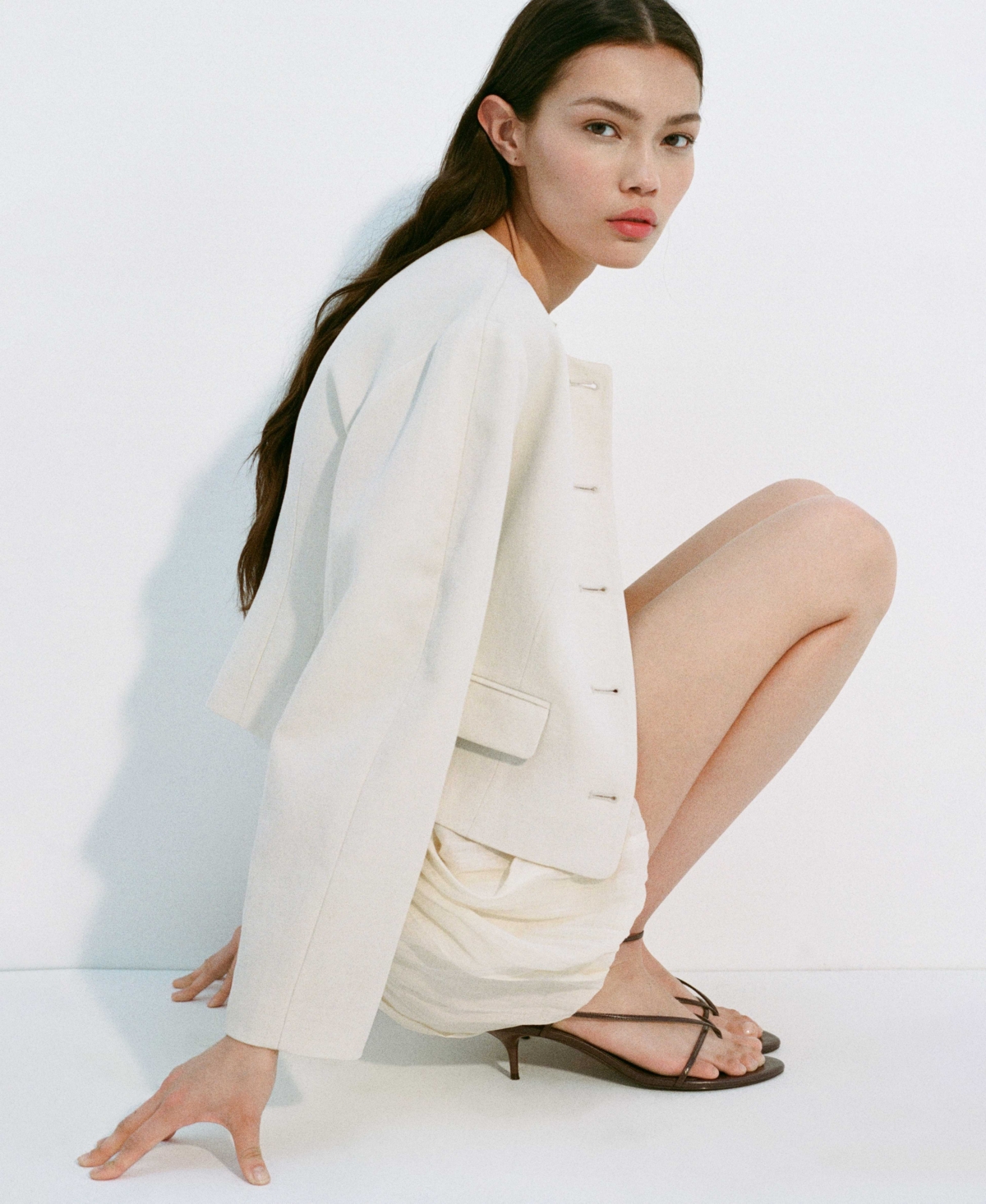 Shop Mango Women's Buttoned Linen-blend Jacket