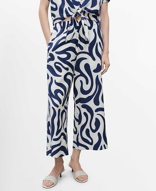 alfani MANGO Women's Printed Culotte Pants Women's Fashion Shoes & Accessories