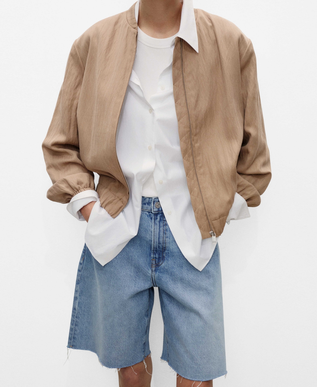 Mango Textured Bomber Jacket