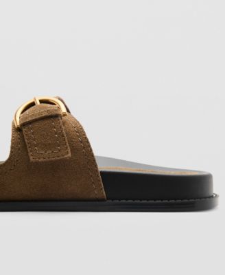 Women's Natural Fiber Strap and Buckle Leather Sandals