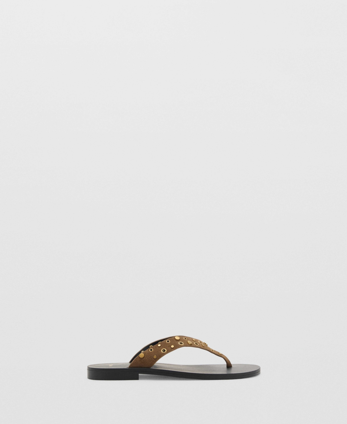 Mango Suede Sandals With Eyelet Straps Khaki