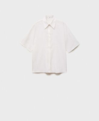 Women's Short Sleeve Linen-Blend Shirt