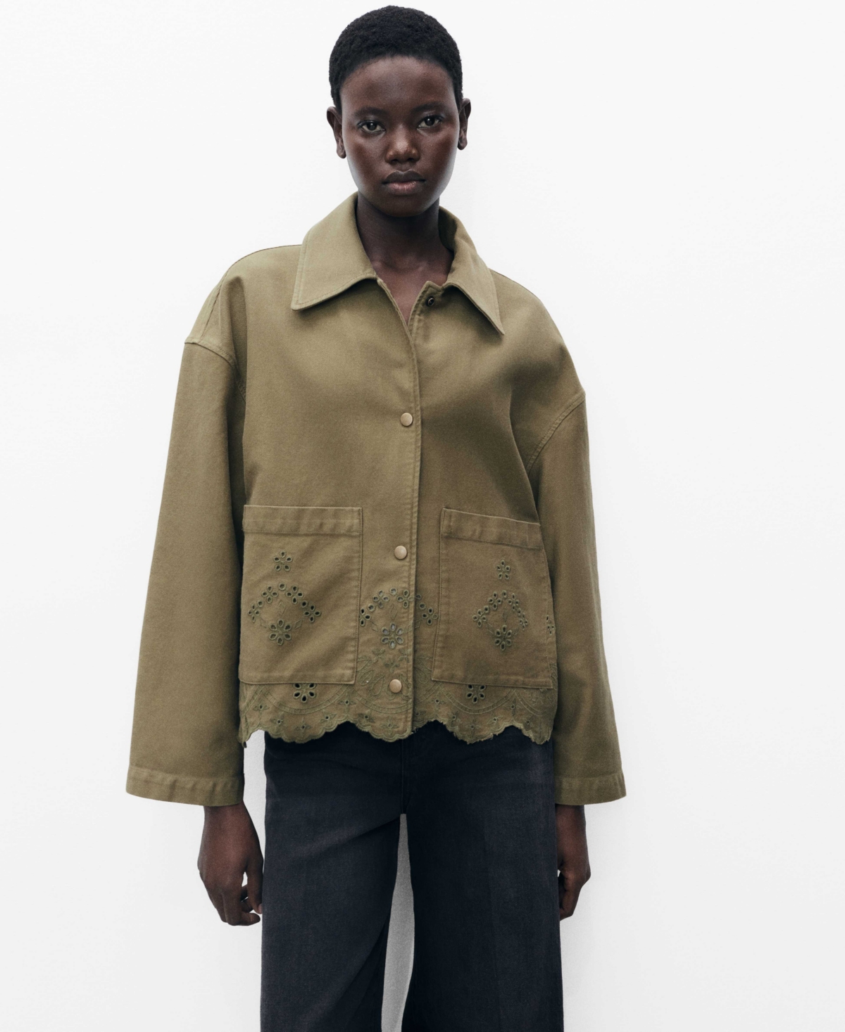 Mango Women's Openwork Details Cotton Overshirt