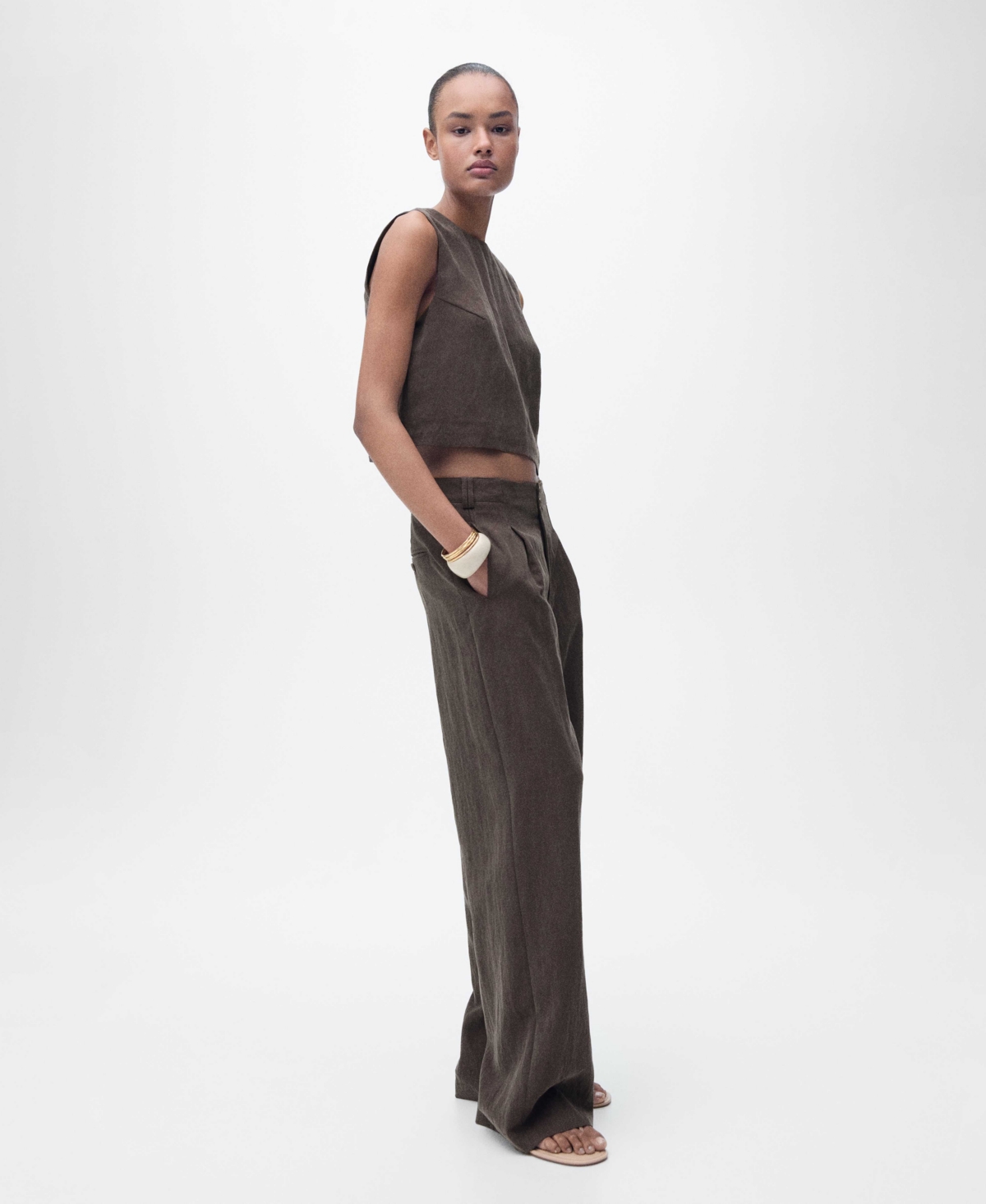 Shop Mango Women's Pleated Straight-fit Lyocell Pants