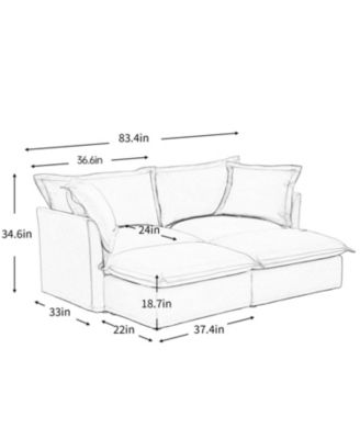 Streamdale Cream Chenille 2-Seater Sofa with Ottomans