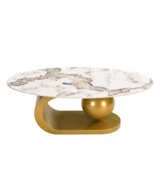 Modern Marble Pattern Coffee Table with Gold Base (47.2")