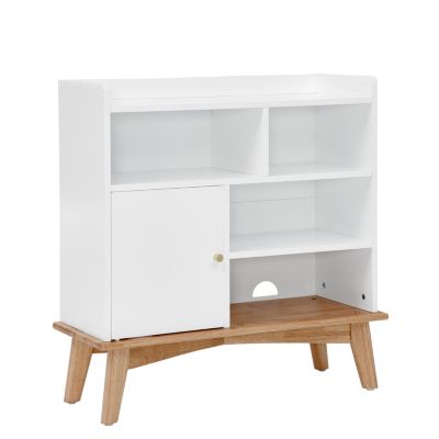 Colorblock Storage Cabinet with Wood Base, Floor Cabinet