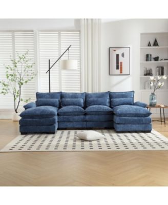 1 Pc Chenille Fabric Sectional Sofa U-Shape Modern Large Living Room Seating