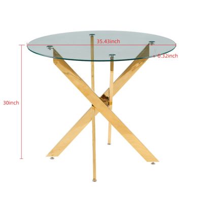 Streamdale Mid-Century Dining Set 4-6 Person Table with Glass Top & Pedestal