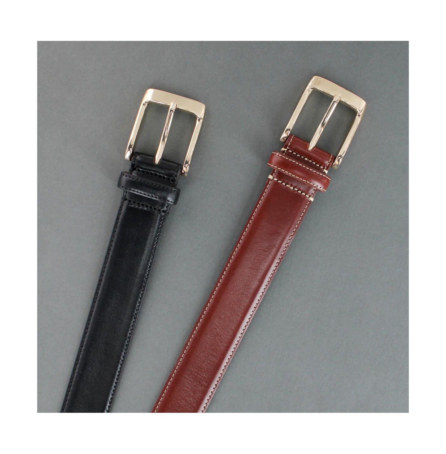 Мужской ремень TRAFALGAR Cornelius 35mm Cortina Leather Dress Belt, цвет: Чёрный — фото 3