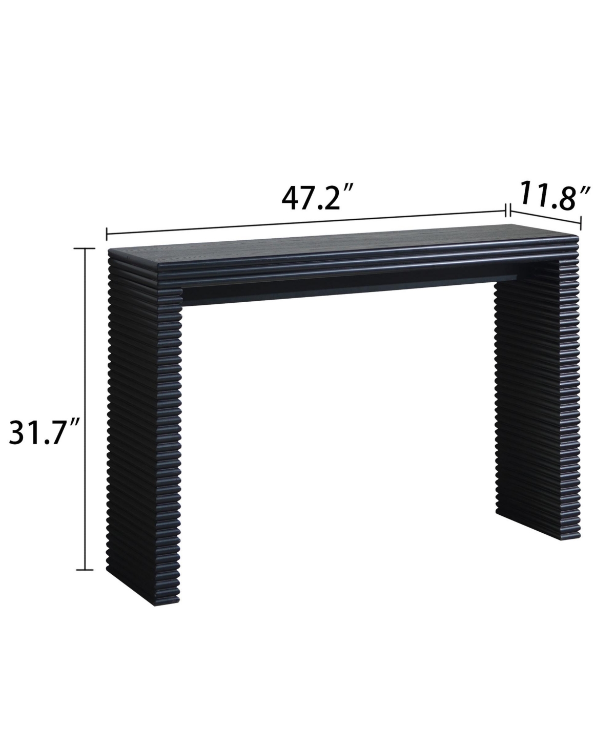 Streamdale Furniture Modern Black Ribbed Console Table