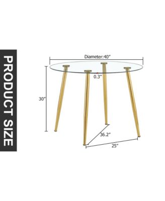 40" Glass Top Dining Table - Gold Legs DT-1164