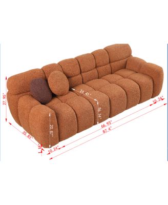 Streamdale Light Brown Boucle 3-Seater Marshmallow Sofa