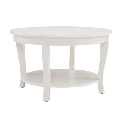 Round Coffee Table with Storage Shelf, 2-Tier Accent Table, 30" x 30" x 18