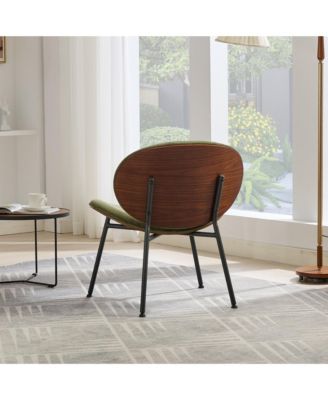 Streamdale Mid-Century Shell Chair Walnut Finish, Green Fabric, Comfortable Backrest