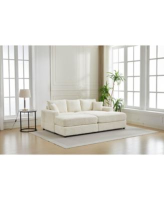 Streamdale Modern Sectional Couch, 2 Pieces Corduroy Couch Cushion Covers, Soft Stretch Sofa Slipcovers with 2pcs Pillows