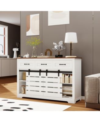 Streamdale 53" Farmhouse Buffet Cabinet with Sliding Barn Doors and Drawers