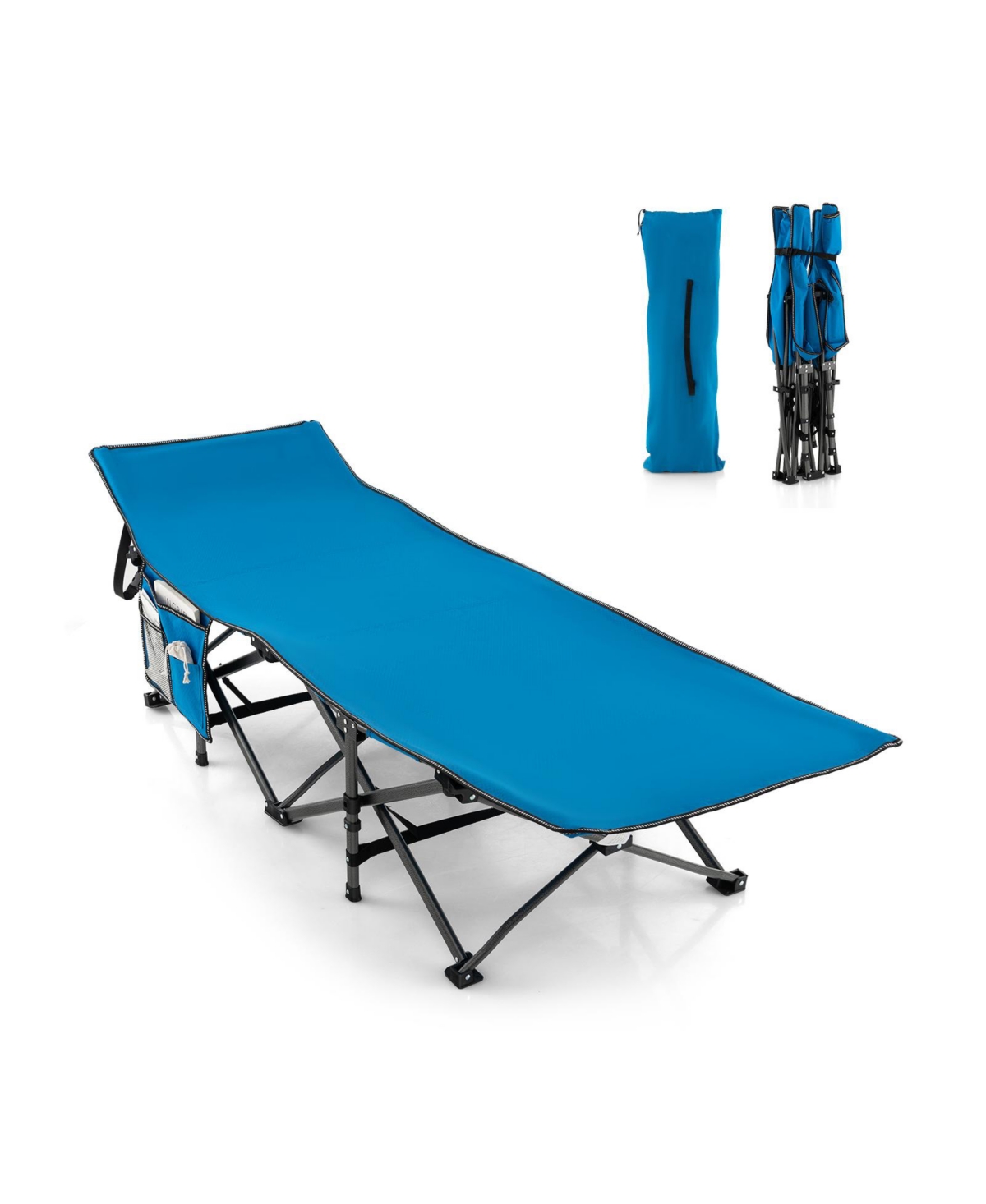 28.5'' Extra Wide Sleeping Cot Camping Cot for Adults with Carry Bag - Blue