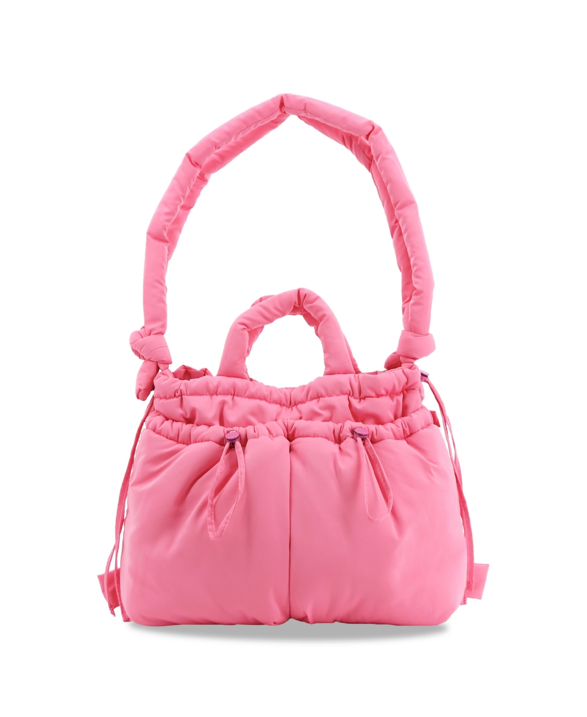Puffy Convertible Tote with Adjustable Handles and Spacious Compartments - Pink