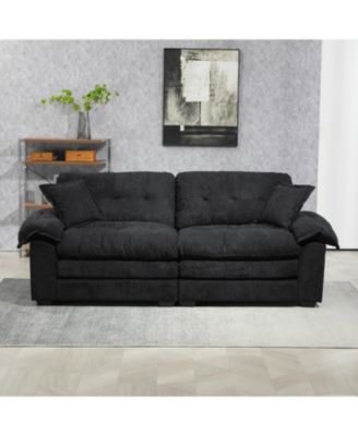 Chenille Recliner Sofa with Pillows & Memory Foam