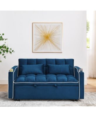 1 Count Sofa Bed, 55.51 in, Velvet, Foldable + Pull-Out + Adjustable Back + USB + Ashtray + Phone Stand, Furniture