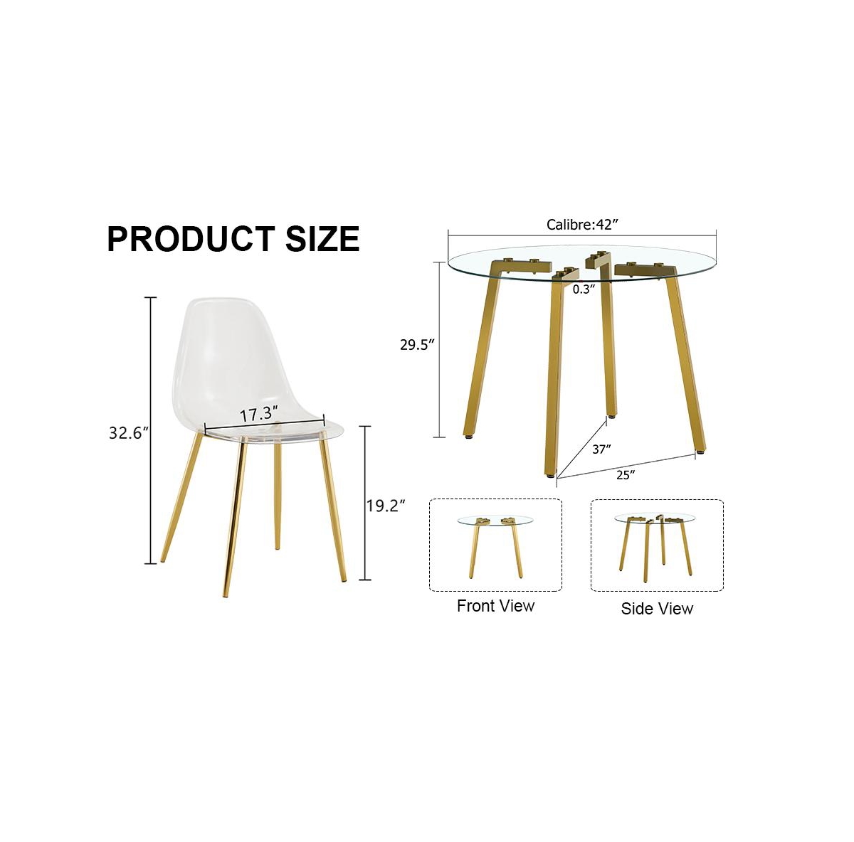 Streamdale Glass Table & Gold Leg Chairs