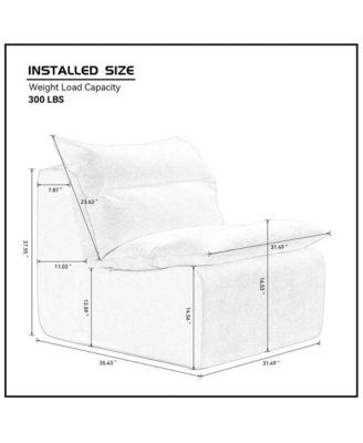 Armless Floor Chair with Backrest, Single Sofa Lounger, Living Room, Bedroom, Office