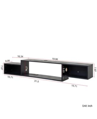 65.35in Wall Mounted Floating TV Stand with 20 Color LEDs and Charging Station