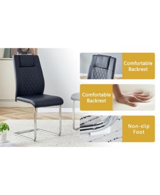 Streamdale Cream-Style MDF Dining Table Set with 4 Black Chairs and Silver Legs