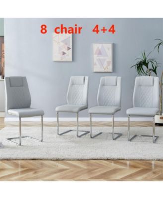 Modern Faux Leather Dining Chairs with Metal Legs Set of 8