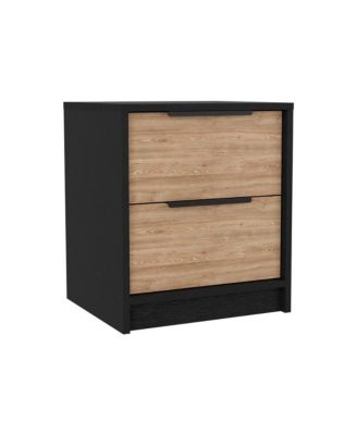 Two Drawer Faux Wood Nightstand for Lamps Books and Bedroom Organization
