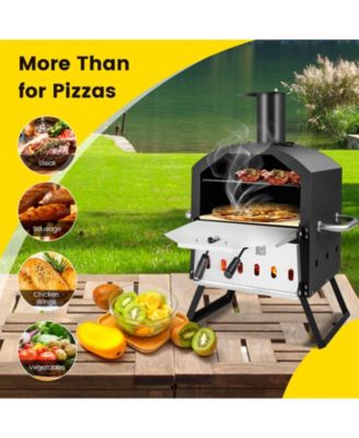 2-Layer Pizza Oven with Removable Cooking Rack and Folding Legs