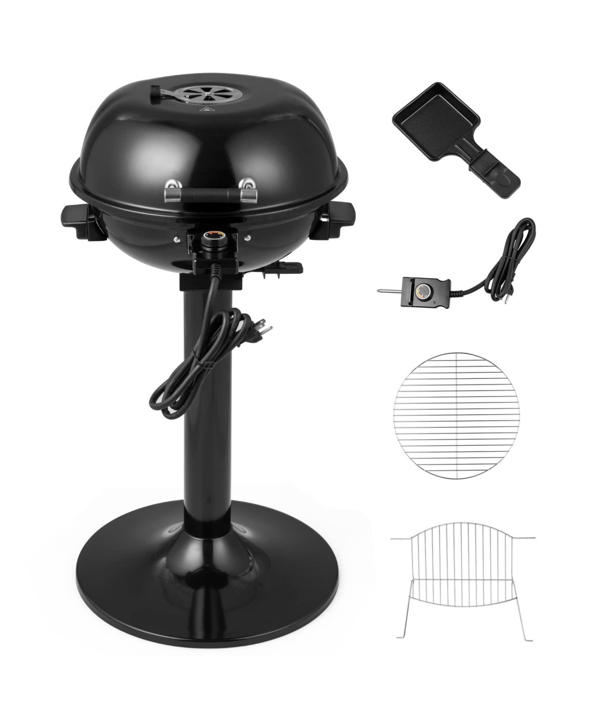 1600W Electric Bbq Grill with Removable Non-Stick Warming Rack - Black