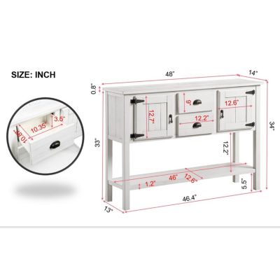Retro Style Solid Wood Sideboard with Drawers & Cabinets