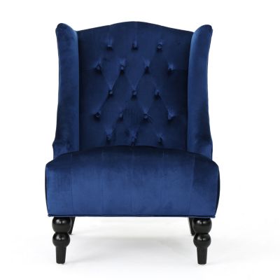 Streamdale Contemporary Wingback Chair with Diamond Stitching and Birch Wood Legs