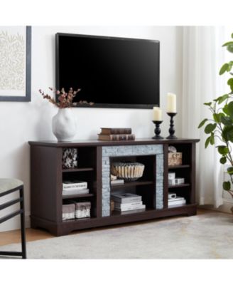  Modern Cherry TV Stand with Faux Stone Surround