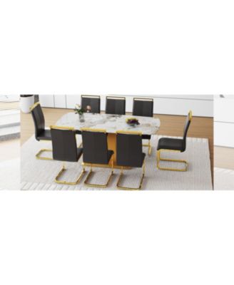 9 PC 71" metal  Pandora Glass Dining Set