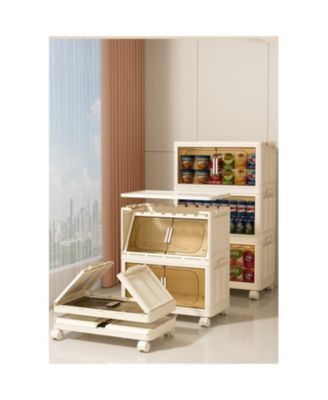 Streamdale Folding Storage Cabinet with Wheels and Magnetic Door